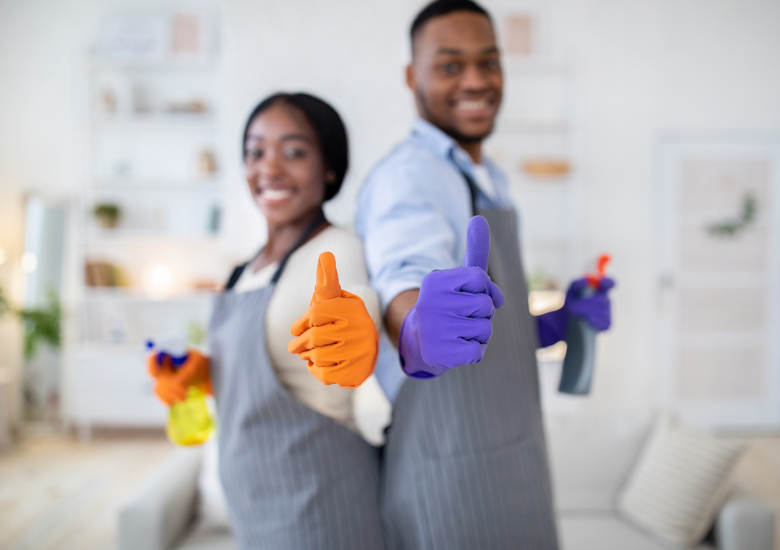 house cleaning concept happy black couple in rubb 2023 11 27 05 10 52 utc